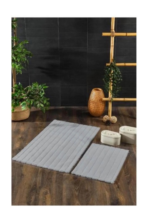 İyi Geceler Line Pamuklu 2'li Paspas Seti - Açık Gri