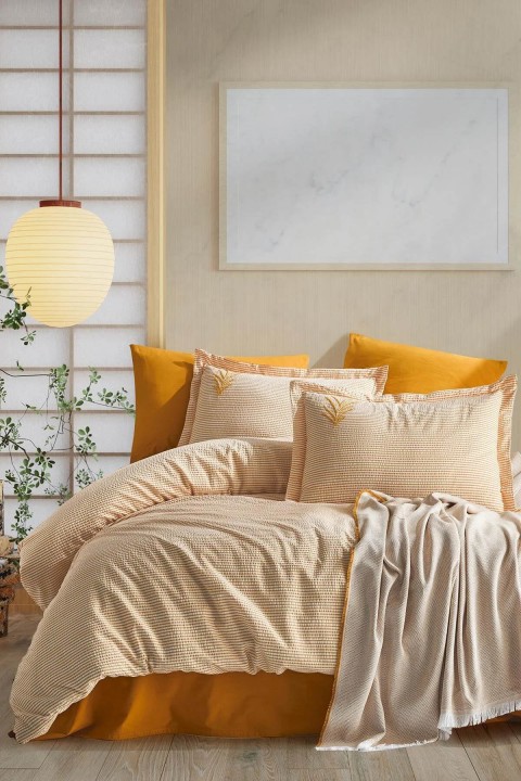 İyi Geceler Maribell Çift Kişilik Pikeli Nevresim Takımı - Hardal