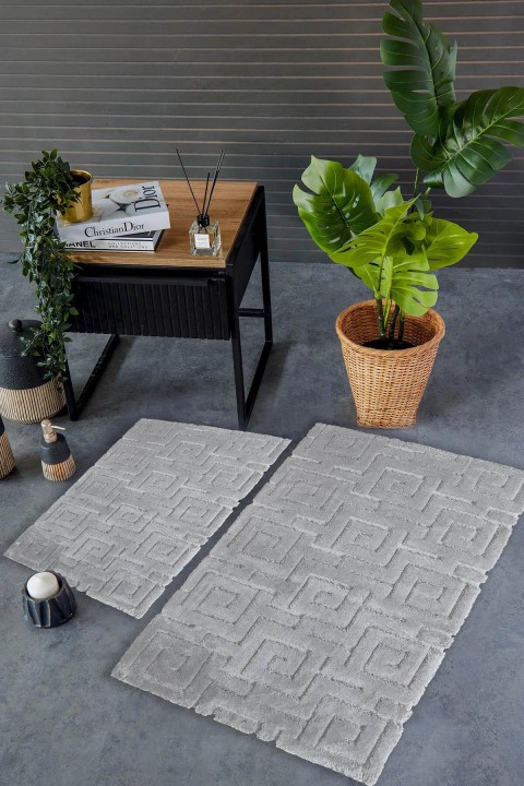 İyi Geceler Pamuklu 2'li Paspas Seti Meander - Gri