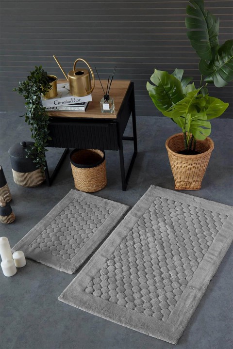 İyi Geceler Poil %100 Pamuk Viskon 2 Parça Banyo Paspas Seti - Açık Gri