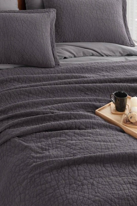 İyi Geceler Zen Stone Çift Kişilik %100 Pamuk Yatak Örtüsü Seti - Antrasit