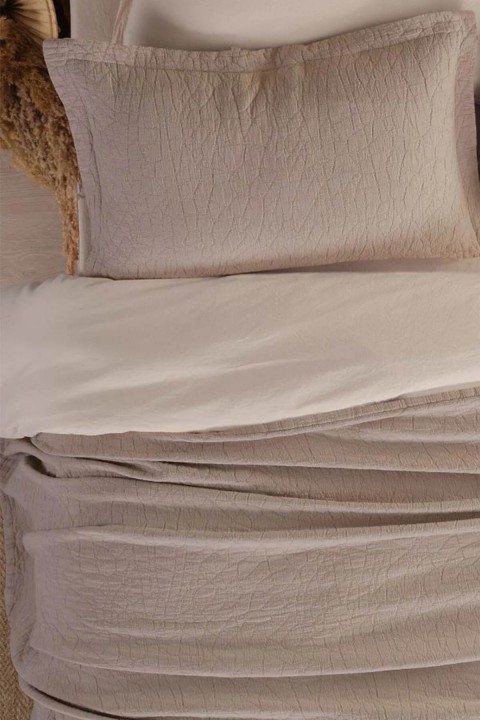 İyi Geceler Zen Stone Çift Kişilik %100 Pamuk Yatak Örtüsü Seti - Bej