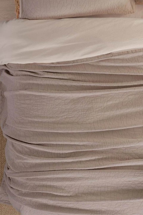 İyi Geceler Zen Stone Çift Kişilik %100 Pamuk Yatak Örtüsü Seti - Bej