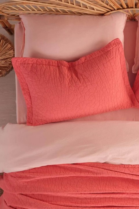 İyi Geceler Zen Stone Çift Kişilik %100 Pamuk Yatak Örtüsü Seti - Turuncu