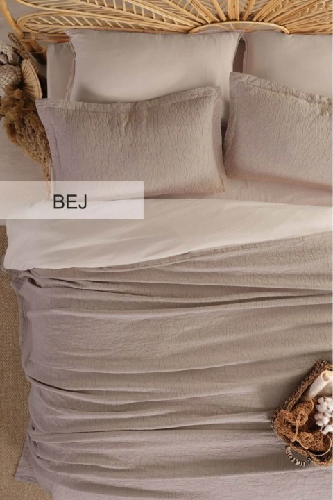 İyi Geceler Zen Stone Tek Kişilik Yatak Örtüsü Seti - Bej