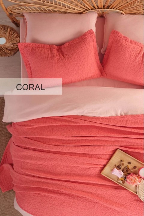 İyi Geceler Zen Stone Tek Kişilik Yatak Örtüsü Seti - Coral