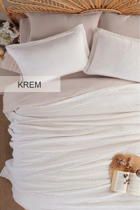İyi Geceler Zen Stone Tek Kişilik Yatak Örtüsü Seti - Krem