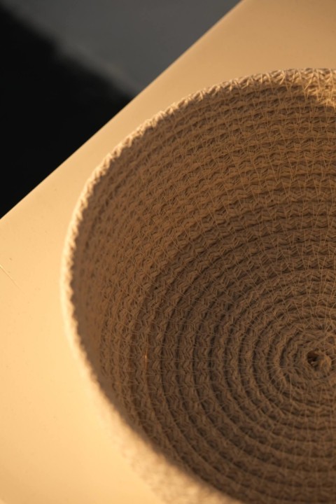 Jüt Halat Hasır Oval Sepet | Mutfak Banyo Organizeri - Krem