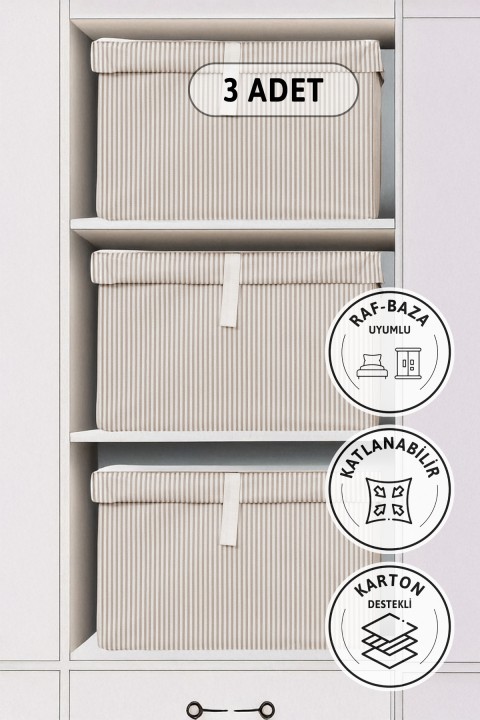 Kapaklı Mega Plus 3lü Hurç 70x40x30 - Kahverengi