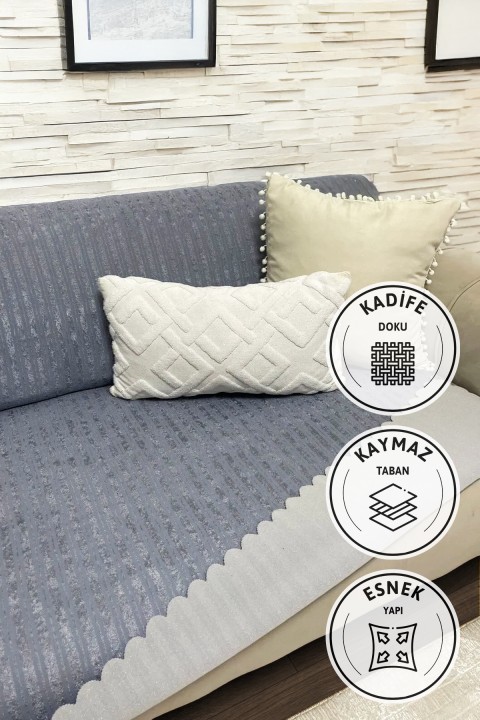 Kaymaz Taban Süngerli Kadife Koltuk 170x210 Antras