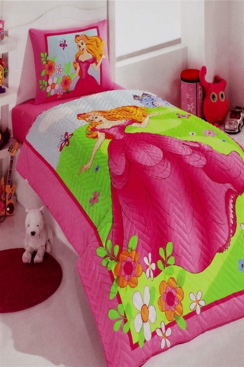 Kristal Ece Tek Kişilik Kapitoneli Nevresim Takımı - Pembe