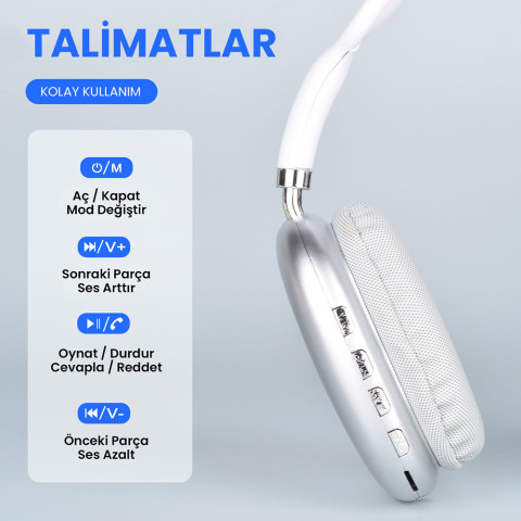 Lapas Bluetooth Kulaklık P10 - Gümüş
