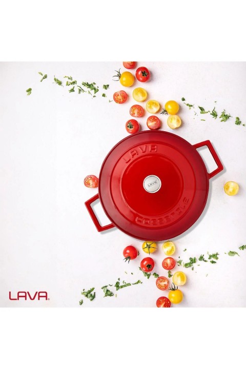 Lava 24 Cm Renkli Yayvan Tencere-Kırmızı