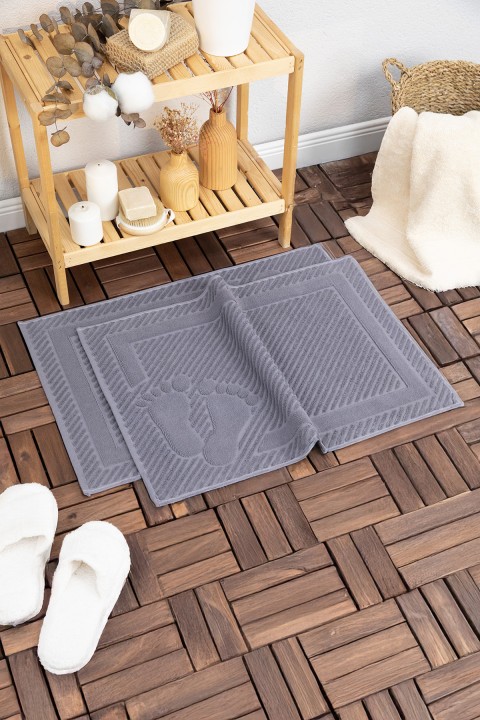 Leoline %100 Pamuk Premium 2'li Ayak Havlusu - Antrasit