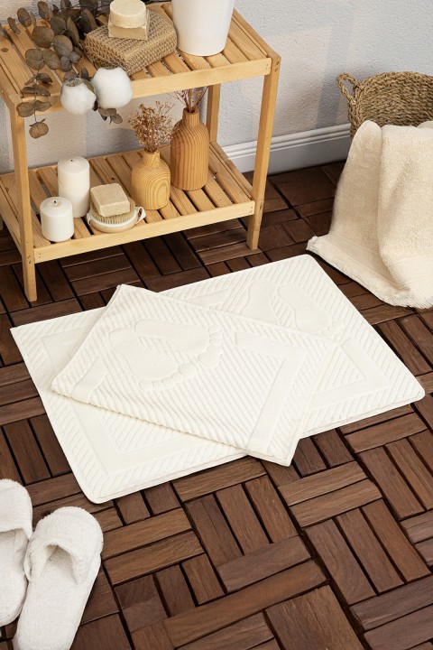 Leoline %100 Pamuk Premium 2'li Ayak Havlusu - Krem