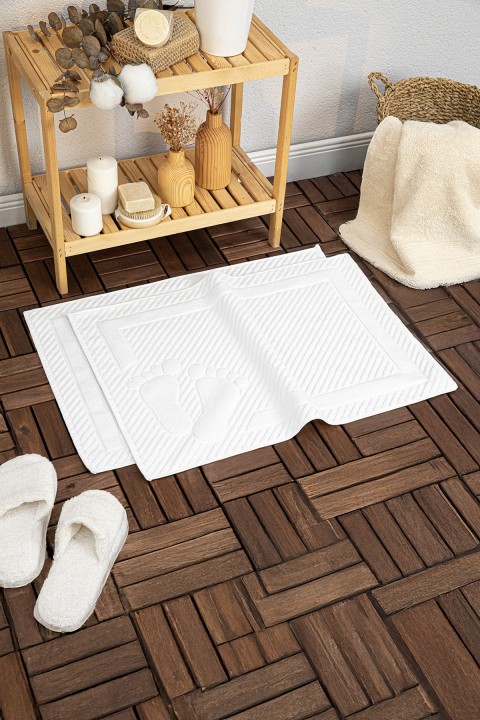 Leoline %100 Pamuk Premium 2'li Ayak Havlusu - Beyaz