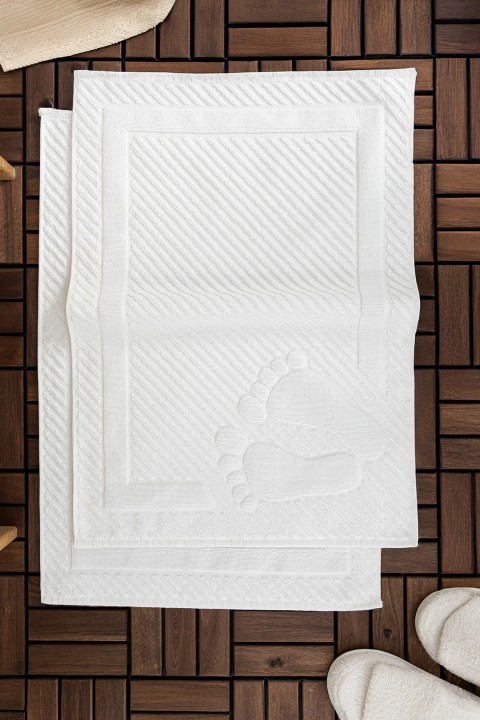 Leoline %100 Pamuk Premium 2'li Ayak Havlusu - Beyaz