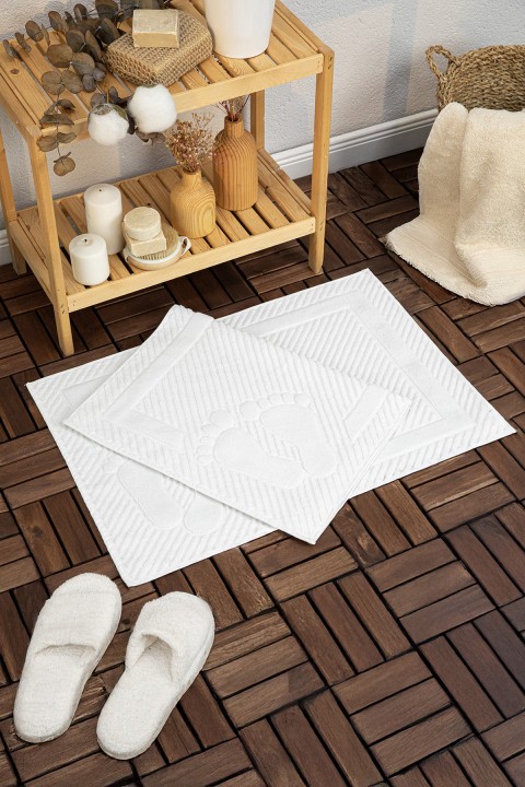 Leoline %100 Pamuk Premium 2'li Ayak Havlusu - Beyaz