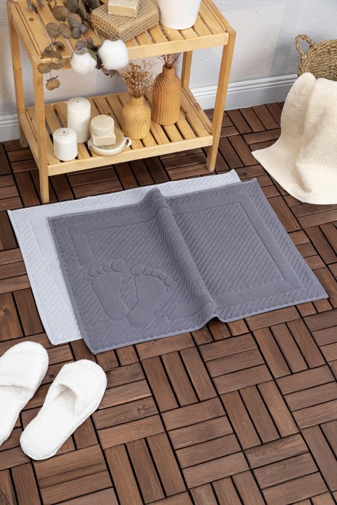 Leoline %100 Pamuk Premium 2li Ayak Havlusu - Gri - Antrasit