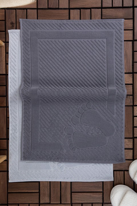 Leoline %100 Pamuk Premium 2'li Ayak Havlusu - Gri - Antrasit