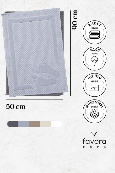 Leoline %100 Pamuk Premium 2'li Ayak Havlusu - Gri - Antrasit