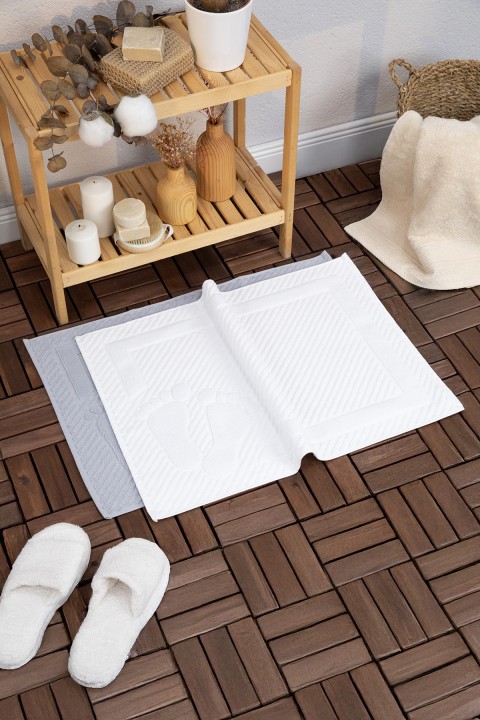 Leoline %100 Pamuk Premium 2li Ayak Havlusu - Gri - Beyaz