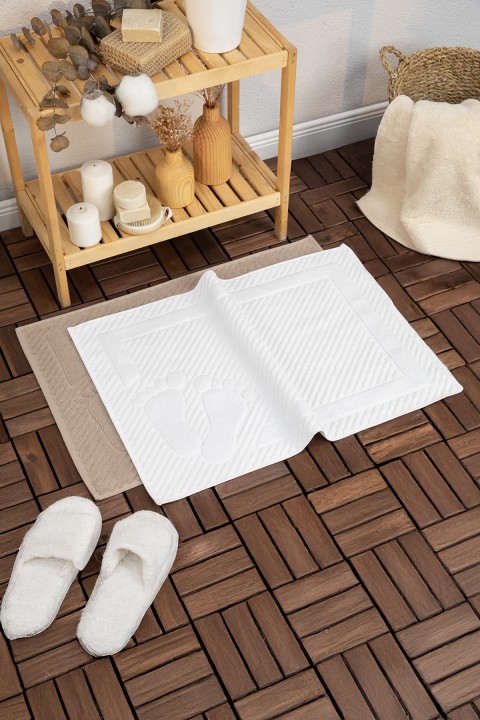 Leoline %100 Pamuk Premium 2'li Ayak Havlusu - Kahve - Beyaz