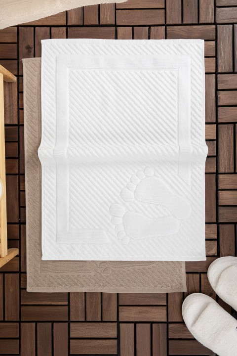 Leoline %100 Pamuk Premium 2'li Ayak Havlusu - Kahve - Beyaz