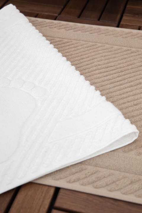Leoline %100 Pamuk Premium 2'li Ayak Havlusu - Kahve - Beyaz