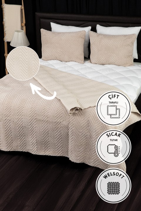 Liena Wellsoft Çift Taraflı 4 Mevsim Çift Kişilik Yatak Örtüsü - Bej