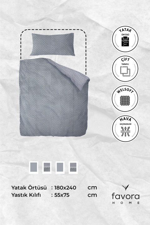 Liena Wellsoft Tek Kişilik Yatak Örtüsü - Gri Liena Wellsoft Tek Kişilik Yatak Örtüsü - Gri