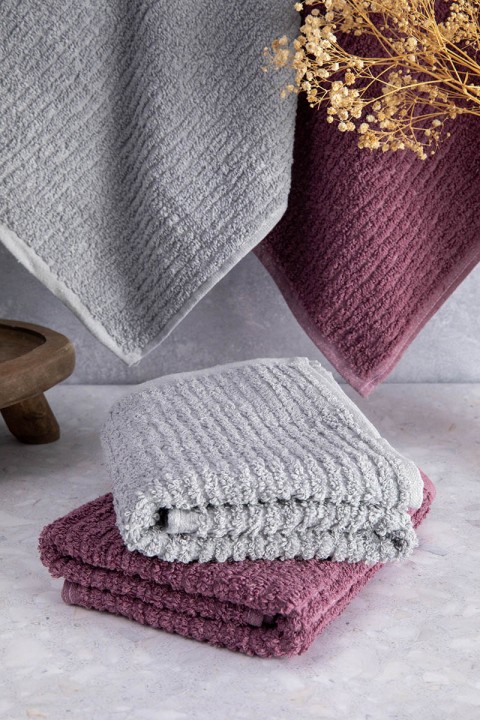 Line %100 Pamuk Luxury 6 Parça Havlu Hamam Seti - Gri Mürdüm Line %100 Pamuk Luxury 6 Parça Havlu Hamam Seti - Gri Mürdüm