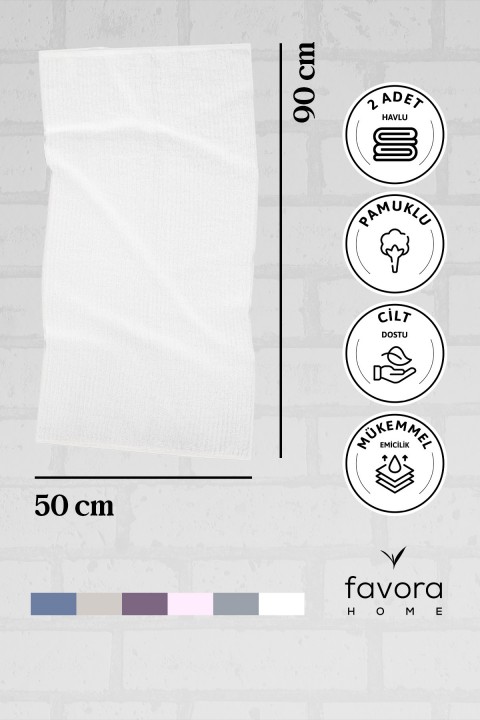 Line Luxury Pamuklu 2li El Yüz Havlusu 50x90 - Krem