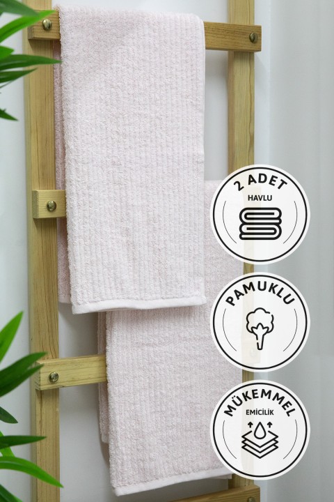 Line Luxury 2li El Yüz Havlusu 50x90 - Pudra