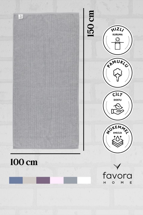 Line Luxury Pamuklu Banyo Havlusu 100x150 - Gri
