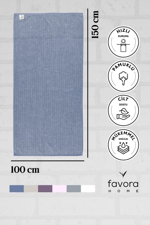 Line Luxury Pamuklu Banyo Havlusu 100x150 - İndigo