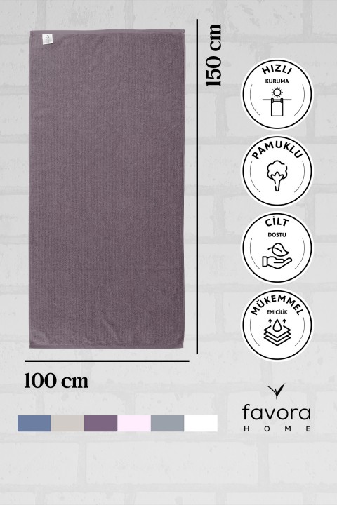 Line Luxury Pamuklu Banyo Havlusu 100x150 - Mürdüm