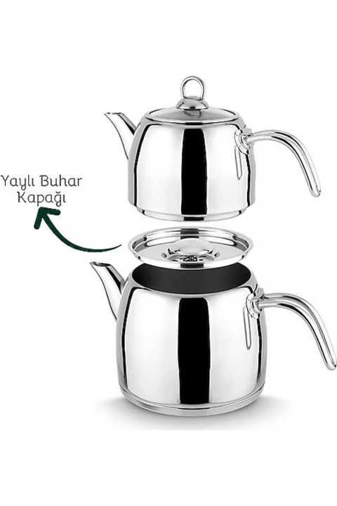 Lines Yıldız Paslanmaz Çelik Çaydanlık Metal Kulp-Aile Boy