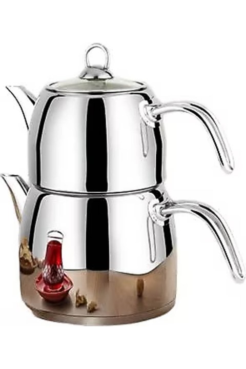 Lines Yıldız Paslanmaz Çelik Çaydanlık Metal Kulp-Orta Boy