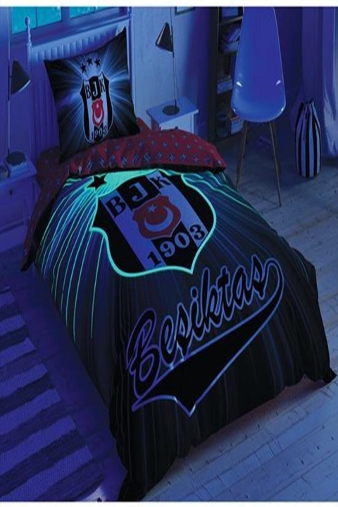 Lisanslı Tek Kişilik Nevresim Takımı Beşiktaş Light Glow Gece Parlayan