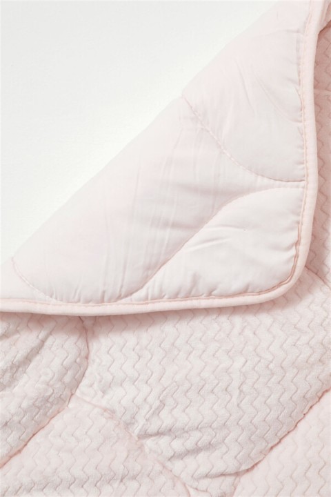 Merinos Fashion Zigzaglı Çift Kişilik Micro Yorgan - Pudra