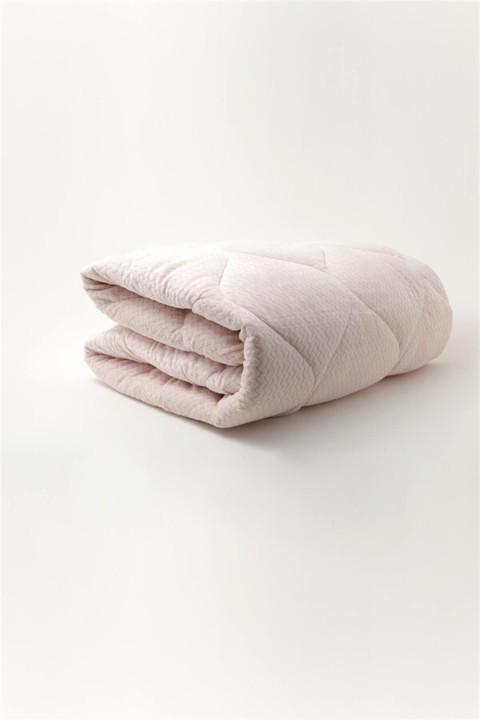 Merinos Fashion Zigzaglı Çift Kişilik Micro Yorgan - Pudra