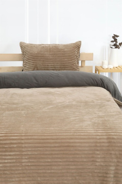 Merinos Eternity Fitilli Peluş Tek Kişilik Nevresim Takımı - Bej