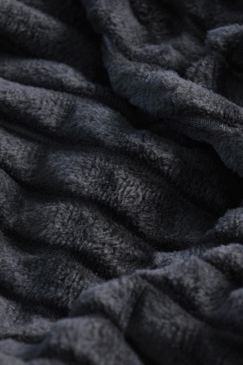 Merinos Modern Line 2 Parça Tek Kişilik Battaniye Seti - Antrasit