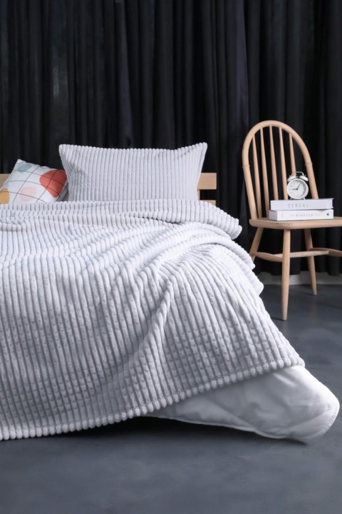 Merinos Modern Line 2 Parça Tek Kişilik Battaniye Seti - Gri