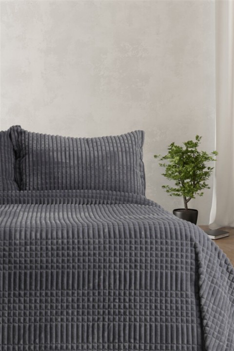 Merinos Modern Line 3 Parça Battaniye Seti - Antrasit