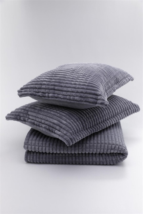 Merinos Modern Line 3 Parça Battaniye Seti - Antrasit