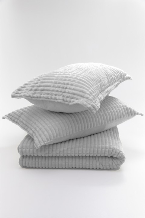 Merinos Modern Line 3 Parça Battaniye Seti - Gri