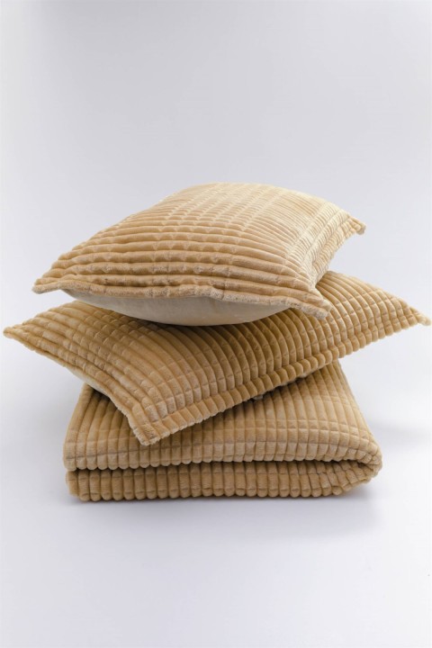 Merinos Modern Line 3 Parça Battaniye Seti - Hardal