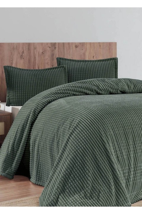 Merinos Modern Line 3 Parça Battaniye Seti - Yeşil